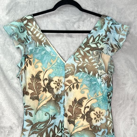 VTG Breakin' Loose Dress Sz 16 Cracked Glass Knit V Neck Bias cut Fairy Ruffles - Picture 10 of 16